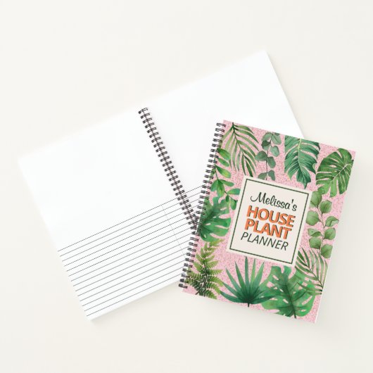 緑モダンの水の色の離れ家の植物のパターン ノートブック (内部)