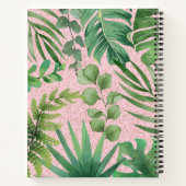 緑モダンの水の色の離れ家の植物のパターン ノートブック (裏面)