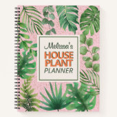 緑モダンの水の色の離れ家の植物のパターン ノートブック (正面)