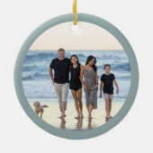 緑モダンの水の色葉の休日の写真 セラミックオーナメント (裏面)