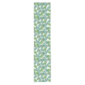 緑モダンの熱帯ヤシ葉の模様 ショートテーブルランナー (正面)