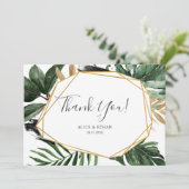 緑モダンの熱帯結婚の サンキューカード (スタンド正面)