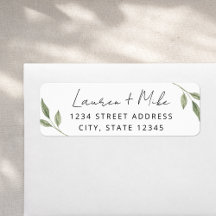 緑モダンの結婚差出人住所ラベル