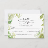 緑モダンの結婚式RSVPカード 出欠カード (正面)