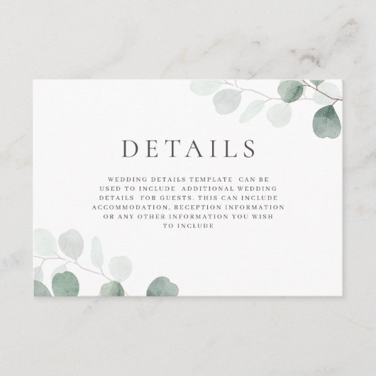 緑モダンの結婚詳細 エンクロージャーカード (正面)