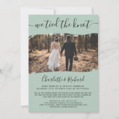 緑モダンの結婚駆け落ち場は結び目の写真 案内状 (正面)