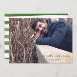 緑モダンの色彩の鮮やかストライプ招待状類 招待状