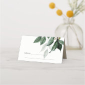 緑モダンの葉が多い熱帯葉ブライダルシャワー プレイスカード (裏面)