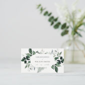 緑モダンの葉の熱帯結婚の葉の場所 プレイスカード (スタンド正面)