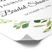 緑モダンの葉リースブライダルシャワー標識 ポスター (角)