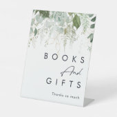 緑モダンの赤ちゃんシャワーの本とプレゼント 台座サイン (正面)