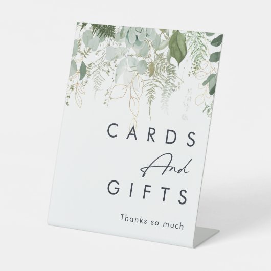 緑モダンの赤ちゃんシャワーカードとギフト 台座サイン (正面)