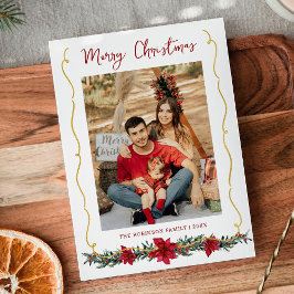 緑モダンの金ゴールドメリークリスマス1写真 シーズンカード