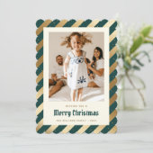 緑モダンの金ゴールド写真メリーエレガントクリスマス シーズンカード (スタンド正面)