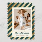 緑モダンの金ゴールド写真メリーエレガントクリスマス シーズンカード (正面/裏面)
