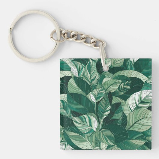 緑モダンの離れ模様 キーホルダー (正面)