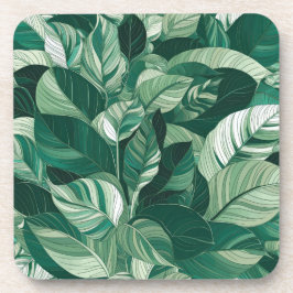 緑モダンの離れ模様 コースター