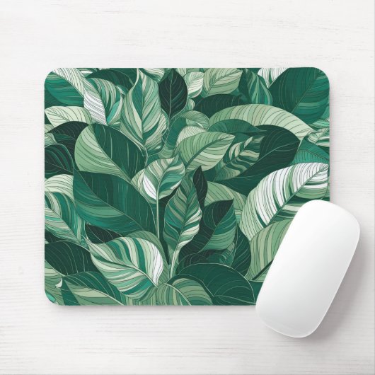 緑モダンの離れ模様 マウスパッド (マウス)