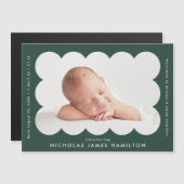 緑モダンの鱗片状の写真誕生のお知らせ (正面/裏面)