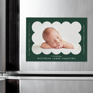 緑モダンの鱗片状の写真誕生のお知らせ
