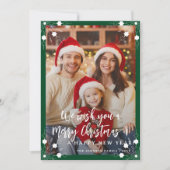 緑モダンの5写真コラージュMerry Christmas シーズンカード (正面)