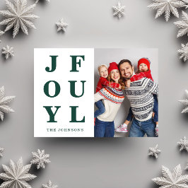 緑モダンのJoyful One Photo Christmas シーズンカード