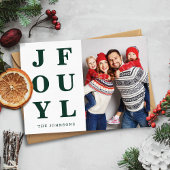 緑モダンのJoyful One Photo Christmas シーズンカード
