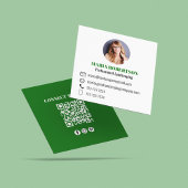 緑モダンのQRコードソーシャルメディア写真 スクエア名刺