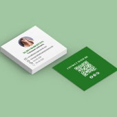 緑モダンのQRコードソーシャルメディア写真 スクエア名刺