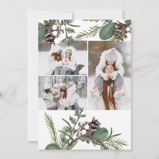 緑モダンはっきりしたリース3枚の写真 シーズンカード (裏面)