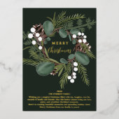 緑モダンはっきりしたリース3枚の写真 箔シーズンカード (正面)