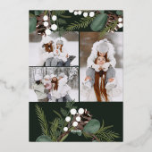 緑モダンはっきりしたリース3枚の写真 箔シーズンカード (裏面)