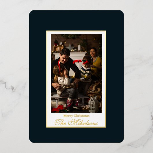 緑モダンエレガントと金ゴールド 箔シーズンカード (正面)