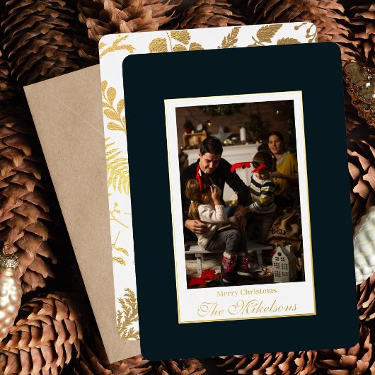 緑モダンエレガントと金ゴールド 箔シーズンカード