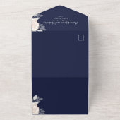 緑モダンエレガントのフローラ水色QRコード オールインワン招待状 (外側)