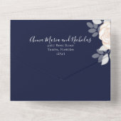 緑モダンエレガントのフローラ水色QRコード オールインワン招待状 (裏面)