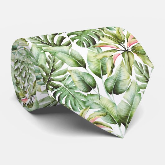 緑モダンエレガントの熱帯の水の葉色 ネクタイ (ロール)