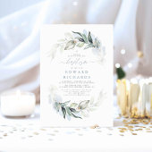 緑モダンエレガントほこりっぽい青い洗礼 招待状