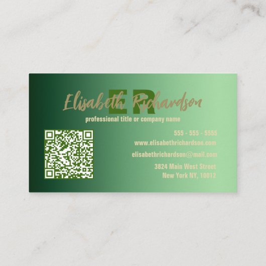 緑モダンエレガントモザイク六角タイル 名刺 (裏面)