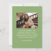 緑モダンエレガント弓2写真卒業 案内状 (裏面)