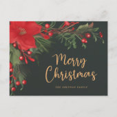 緑モダンエレガント植物学メリークリスマス シーズンポストカード (正面)