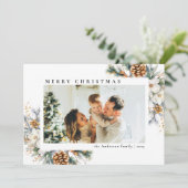 緑モダンエレガント植物学 | フォトクリスマス シーズンカード (スタンド正面)