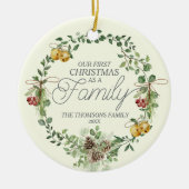 緑モダンエレガント植物性フローラクリスマス セラミックオーナメント (正面)