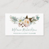 緑モダンエレガント植物性フローラグリーン 名刺 (正面)