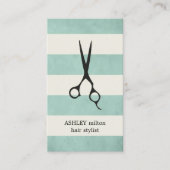 緑モダンエレガント白ストライプ髪 名刺 (正面)