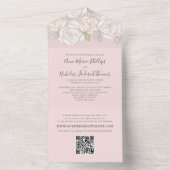 緑モダンエレガント色フローラQRコード オールインワン招待状 (内側)