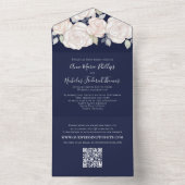 緑モダンエレガント色フローラQRコード オールインワン招待状 (内側)