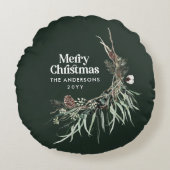 緑モダンエレガント色植物学 ラウンドクッション (正面)