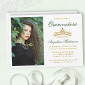 緑モダンエレガント金ゴールドクラウン写真キンセアニェラ 招待状