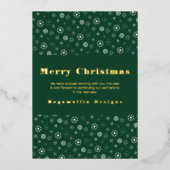 緑モダンエレガント金ゴールドスノーフレーククリスマスカード 箔シーズンカード (正面)